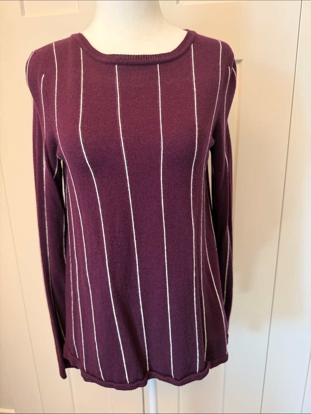 The Limited Purple Vertical Stripe Scoop Neck Sweater